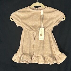 Quincy Mae Organic Terry Cloth Tan Dress 6-12 months